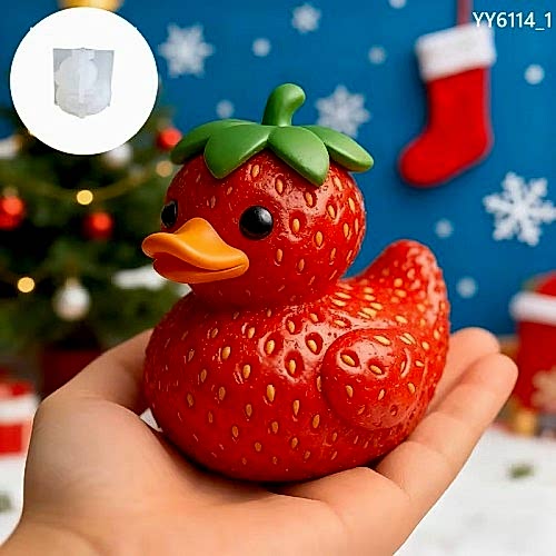 YY6114 Çilek Ördek Biblo Mum Silikon Kalıp